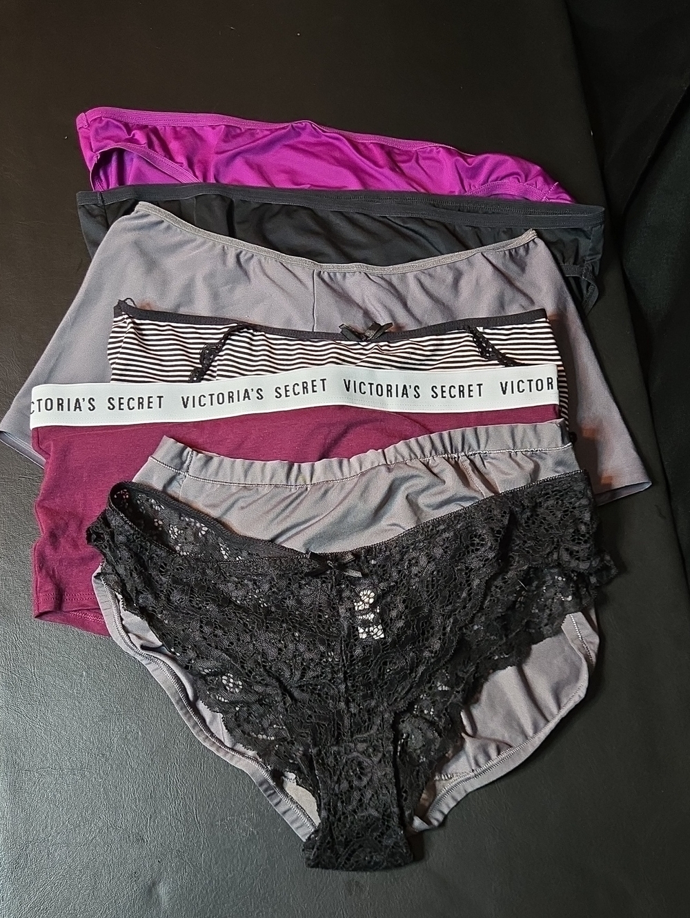 7 Pc. Lot Mixed Panty Set - Black, Gray, Purple, Pink